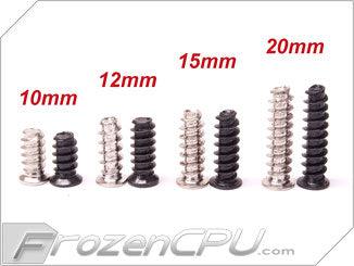 FrozenCPU Extended Fan Screw - 10mm Long - Black - 12 Pack (Standard) - Digital Outpost LLC