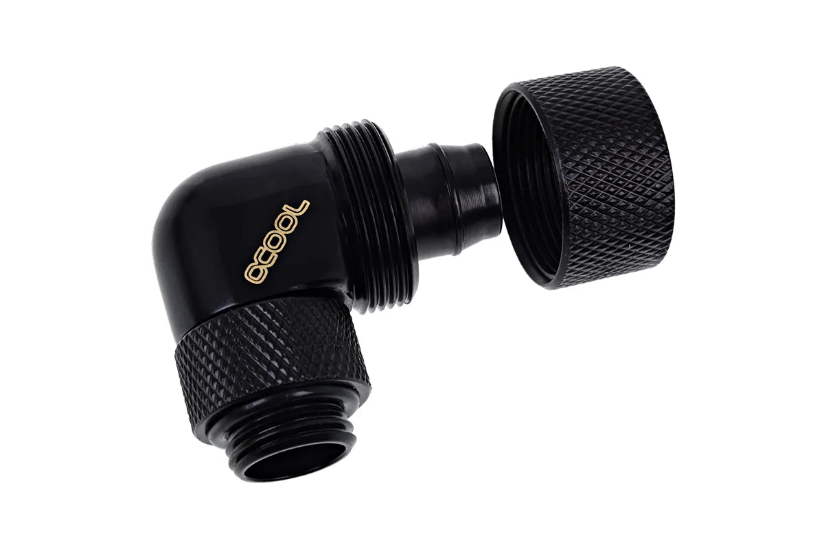 Alphacool Eiszapfen 16/10mm Compression Fitting 90° rotatable G1/4 - Deep Black