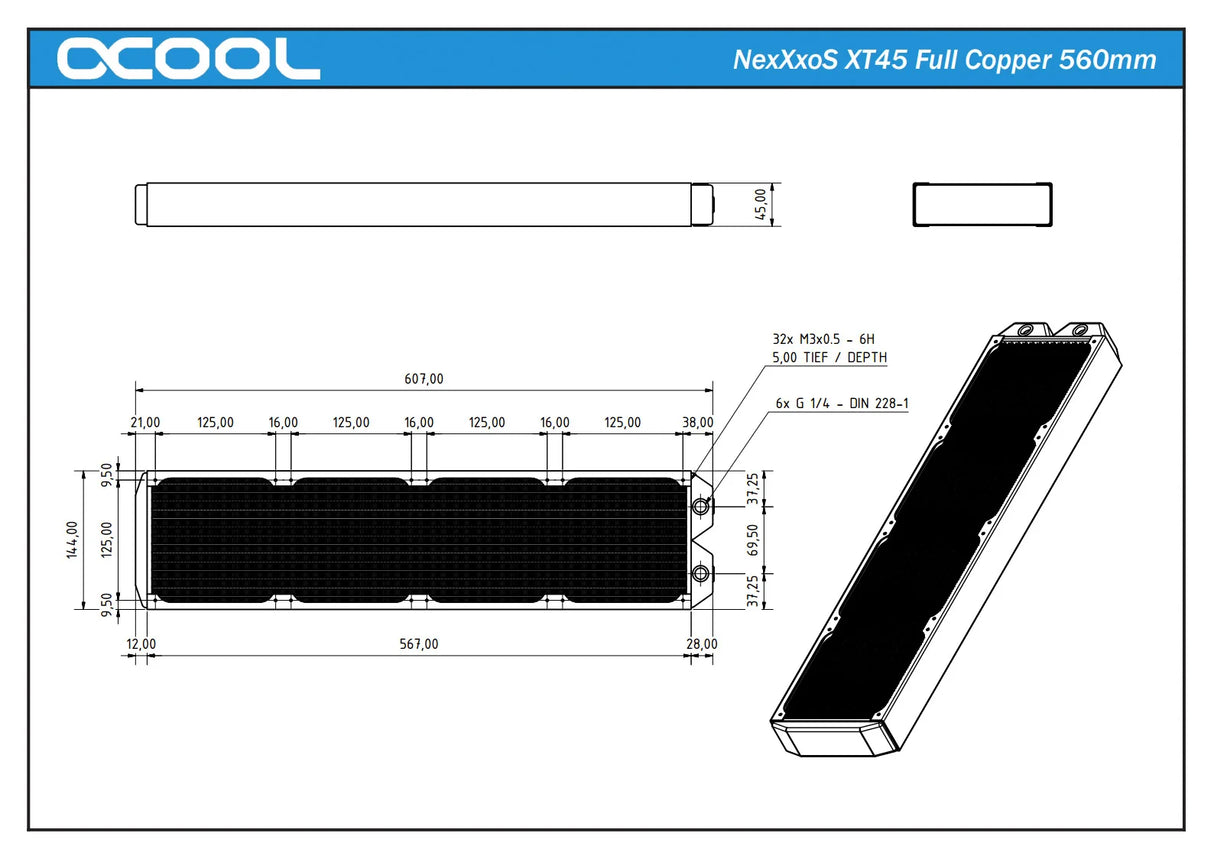 Alphacool NexXxoS XT45 Full Copper 560mm Radiator