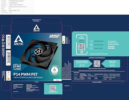 ARCTIC P14 140mm Case Fan with PWM Sharing Technology