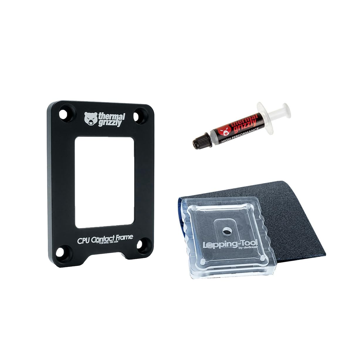 Thermal Grizzly Contact Frame & Lapping Tool for Intel 12th Gen | CPU Cooling Solution with Kryonaut Paste (1g)