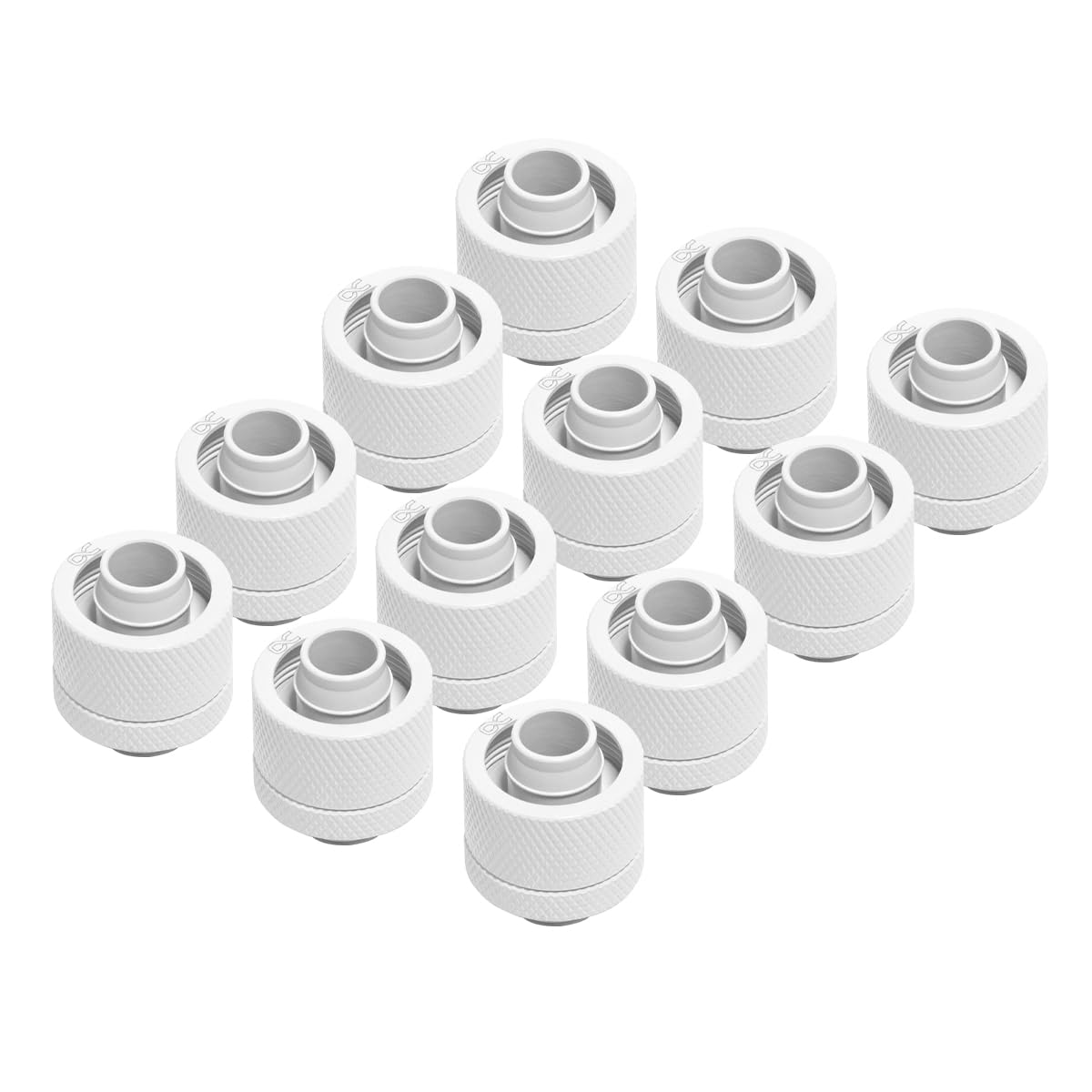 Alphacool Eiszapfen G1/4" to 10mm ID, 16mm OD Compression Fitting for Soft Tubing, White, 12-pack