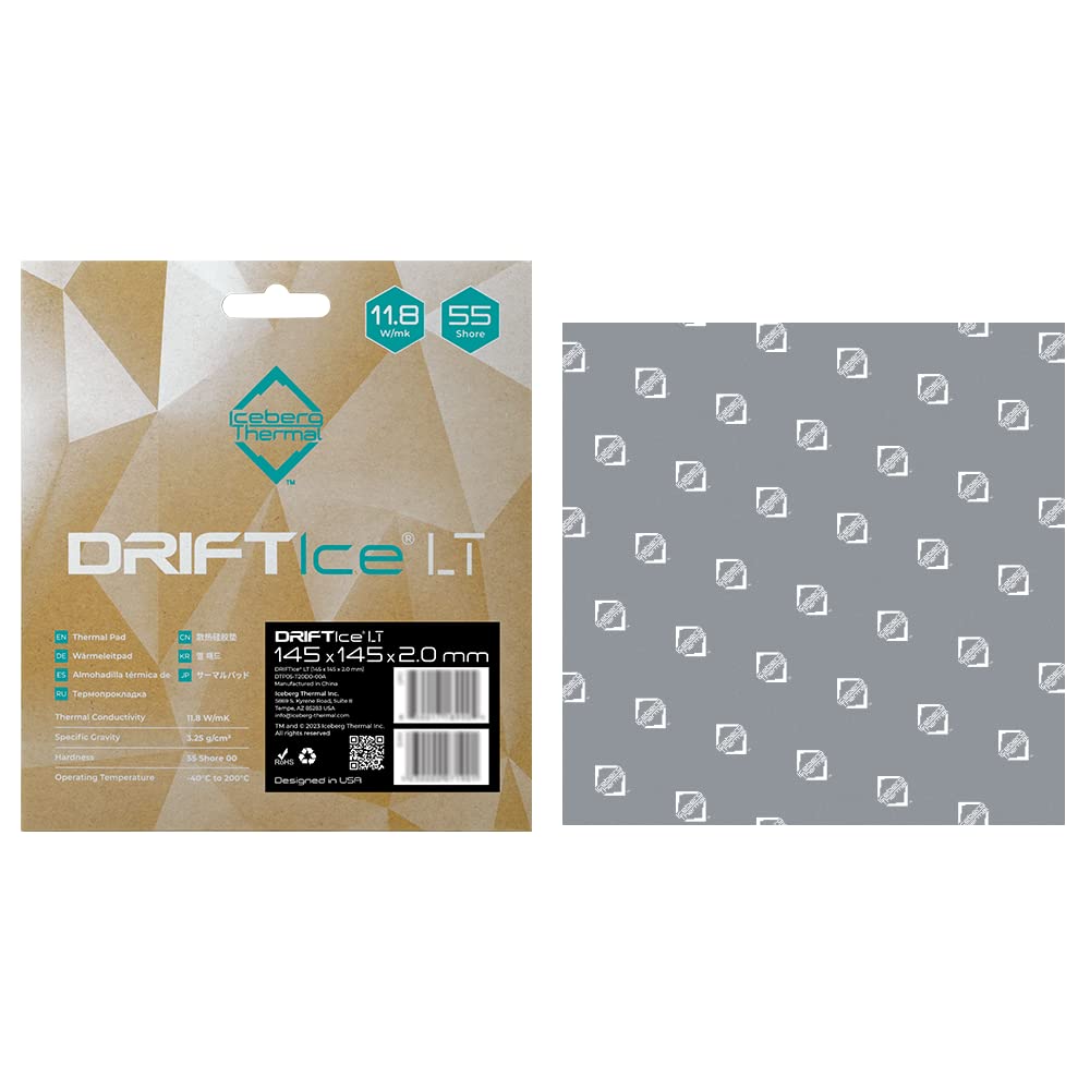 Iceberg Thermal DRIFTIce LT 145x145mm High Performance 2.0mm Thermal Pad (11.8 W/mK) - Best for PC Cooling CPU/GPU