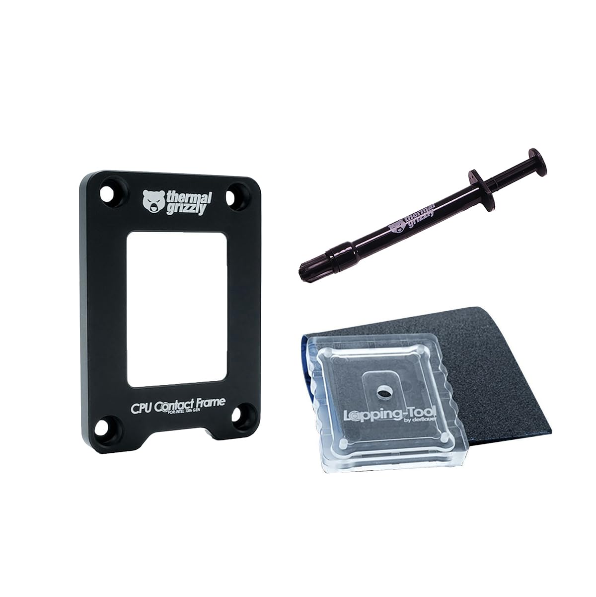 Thermal Grizzly Contact Frame & Lapping Tool for Intel 12th 13th 14th Gen CPUs with Kryonaut Paste