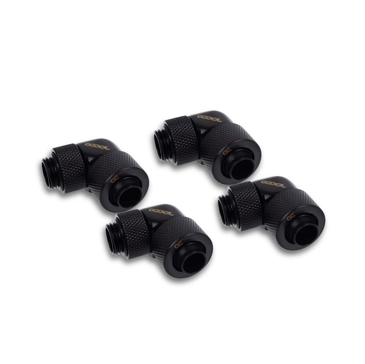 Alphacool 90 Degree Rotary Fitting, Deep Black, 4-Pack