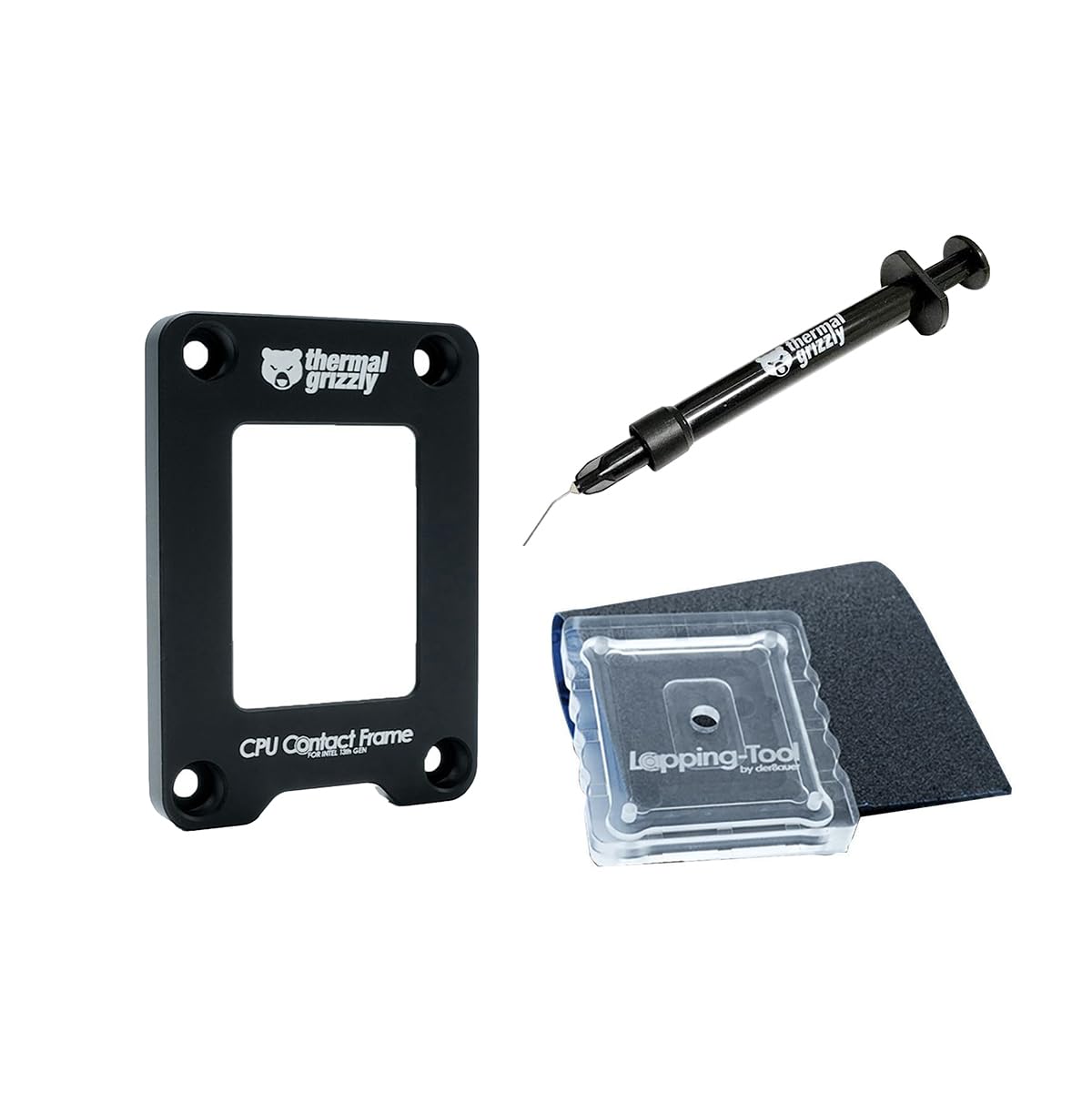 Thermal Grizzly Contact Frame and Lapping Tool for Intel's 12th, 13th & 14th Gen Processors + Conductonaut Thermal Paste (1g)"