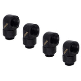 Alphacool Eiszapfen G1/4" Male to Female Extender, 90 Degree Rotary, Deep Black, 4-Pack