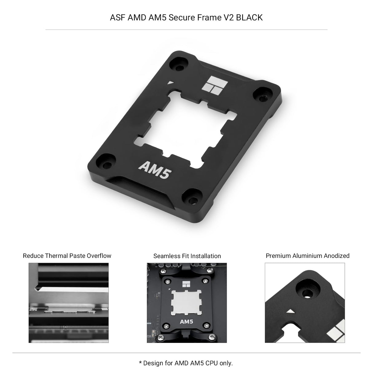 "Thermalright AM5 Secure Frame Black V2 CPU Holder | Best Anti-Bending Contact Frame for CPUs"