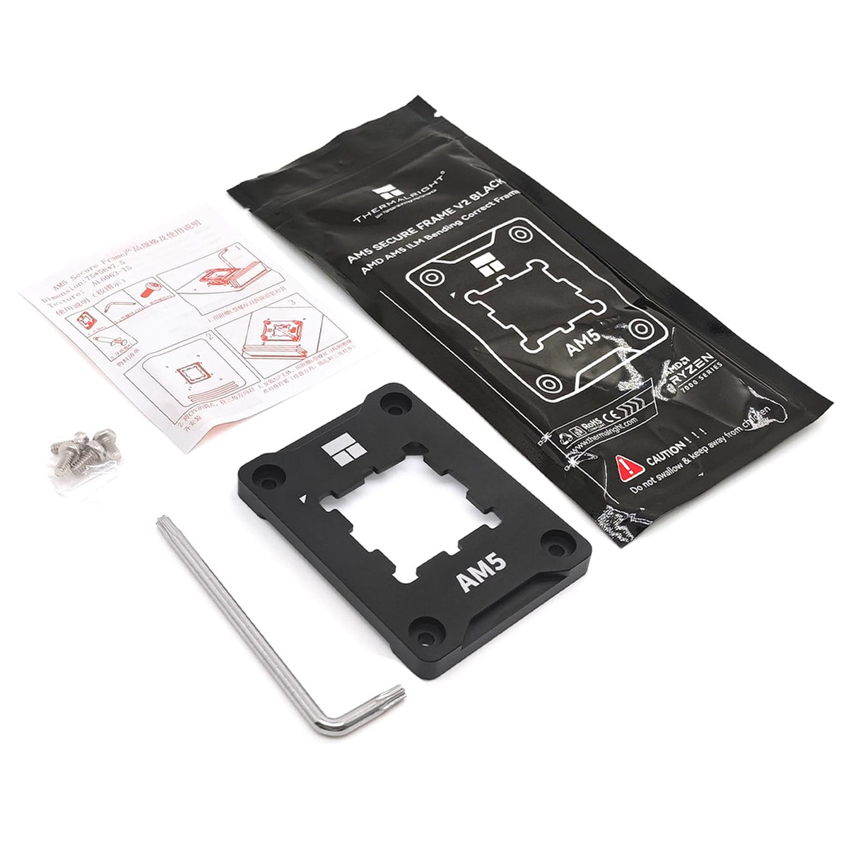 Thermalright AM5 CPU Contact Frame V2 with Secure Frame Kit for Anti-Bending Protection - Black