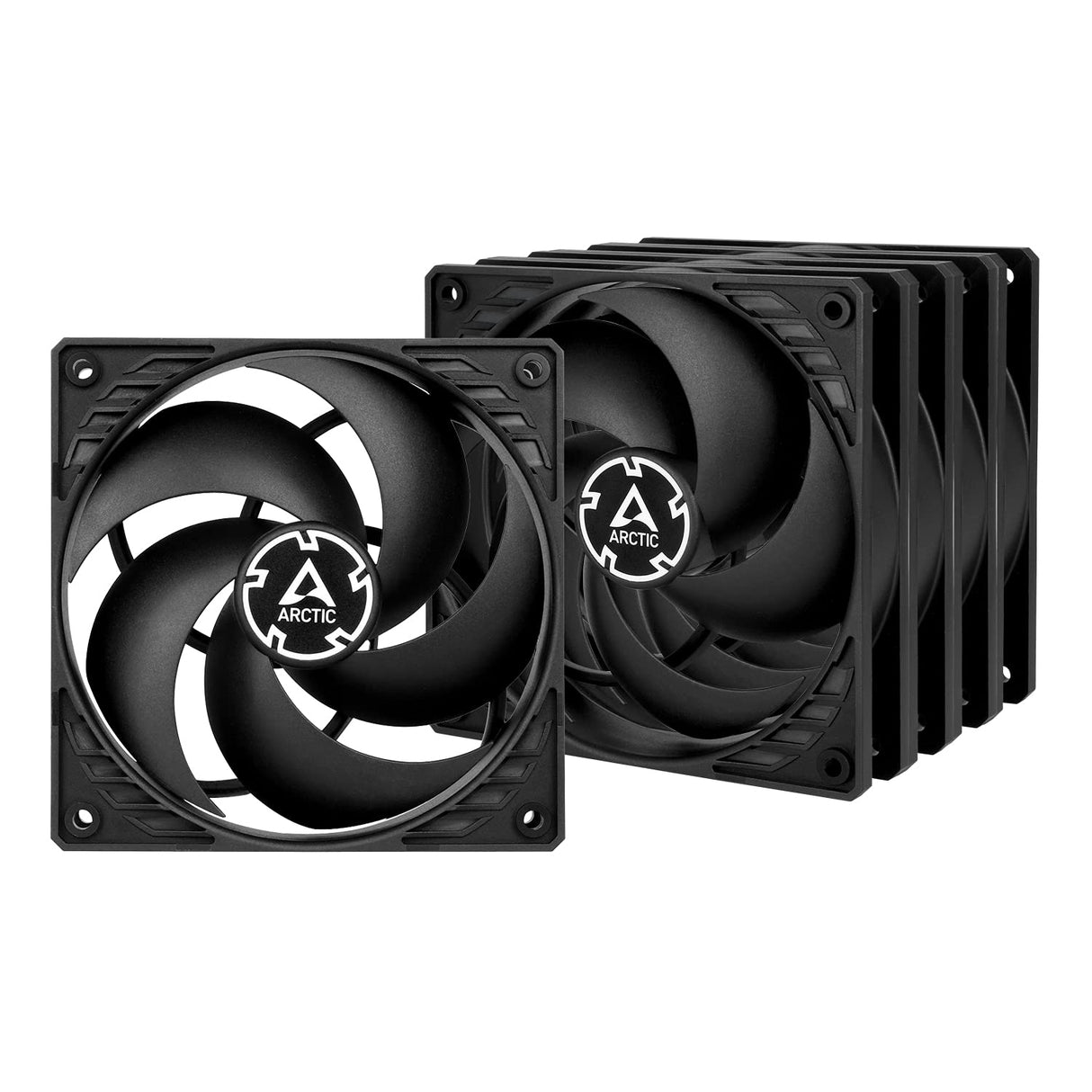 ARCTIC P12 (5 Pack) Case Fan - 120mm, Pressure-optimised, Quiet Motor - Black