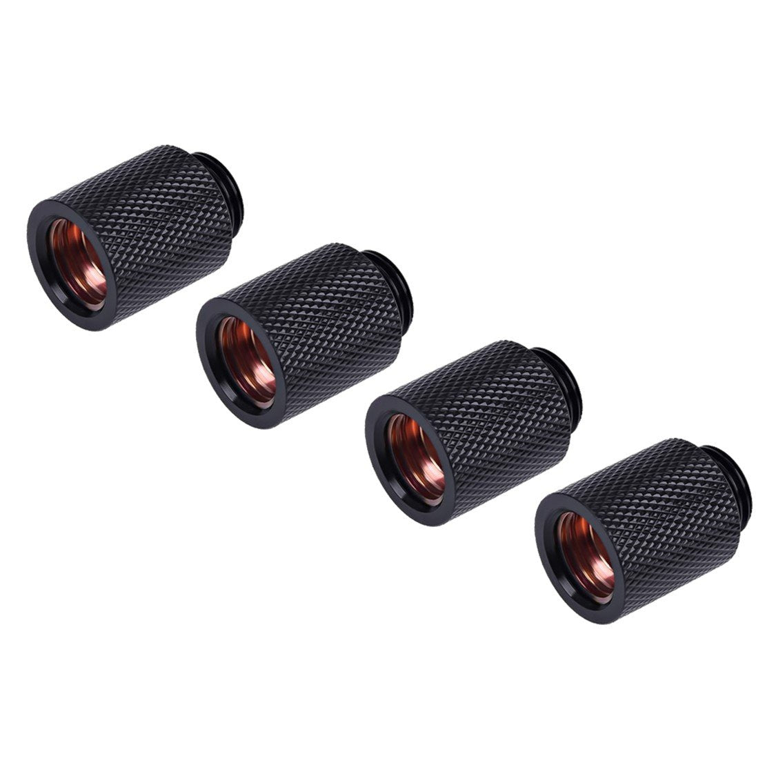 Alphacool HF G1/4" Male to Female Extender Fitting, 20mm, Deep Black, 4-Pack