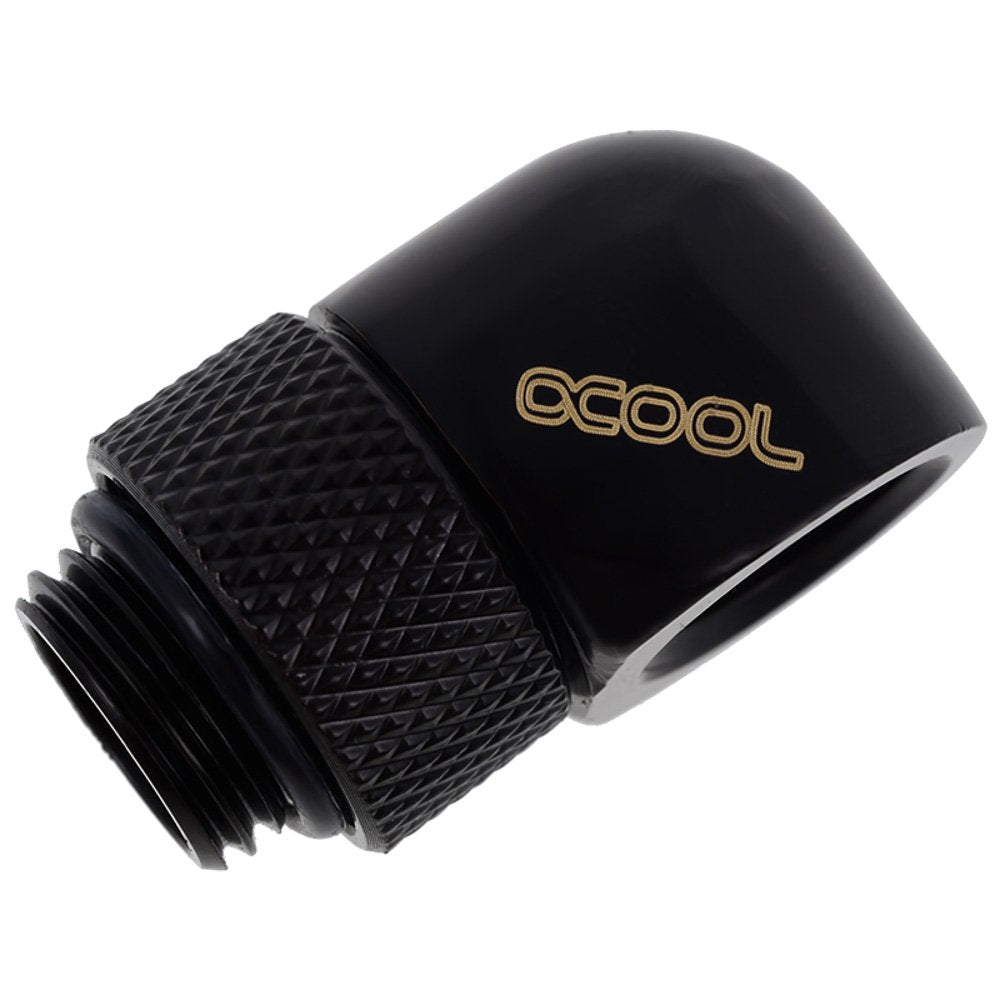 Alphacool Eiszapfen G1/4" Male to Female Extender, 90 Degree Rotary, Deep Black, 4-Pack