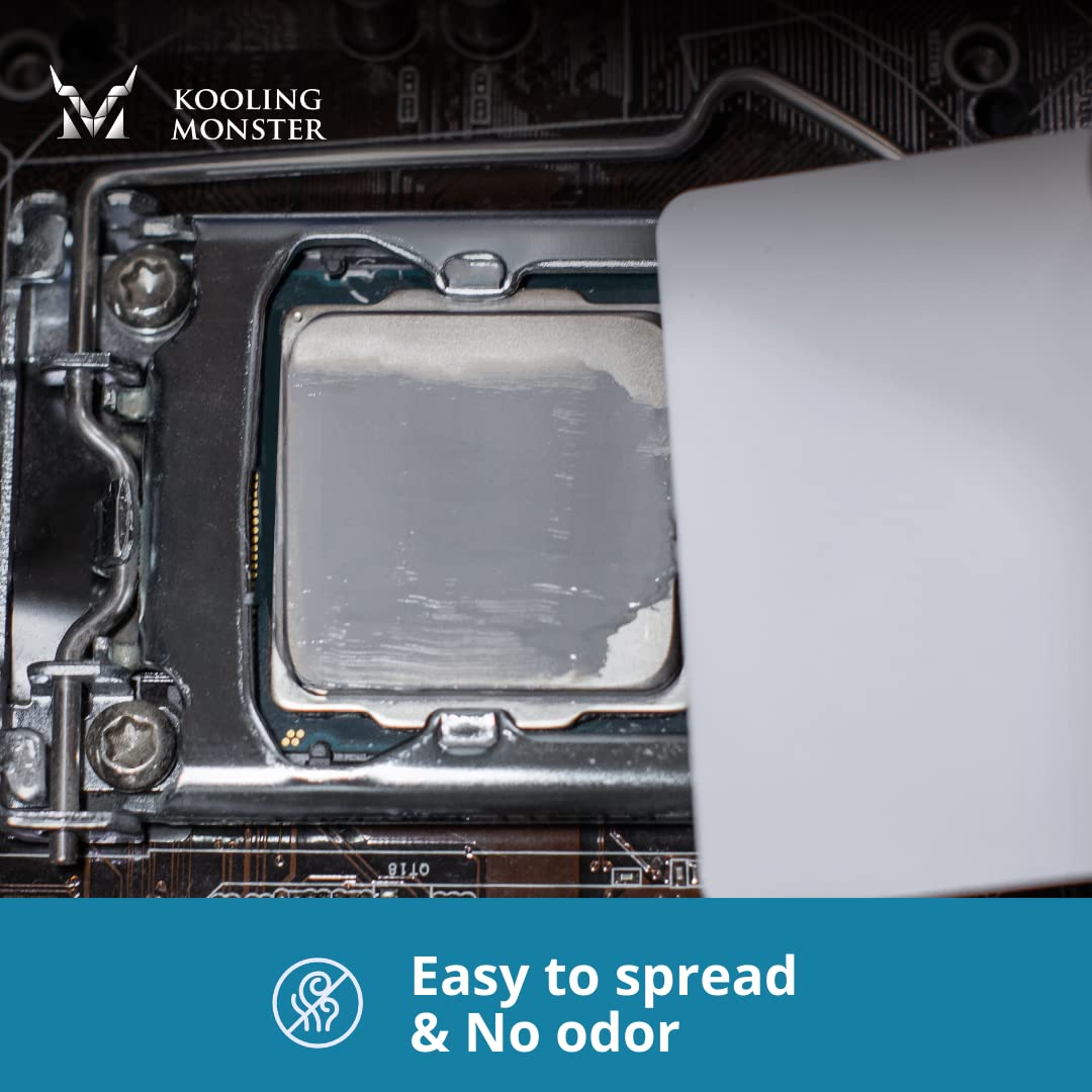 Kooling Monster KOLD-01 High-Performance Silicone Thermal Paste for CPU Cooling, Best Choice for Easy Spreading, Includes Gloves & Cleaning Wipes (1.4ml/3.6g)