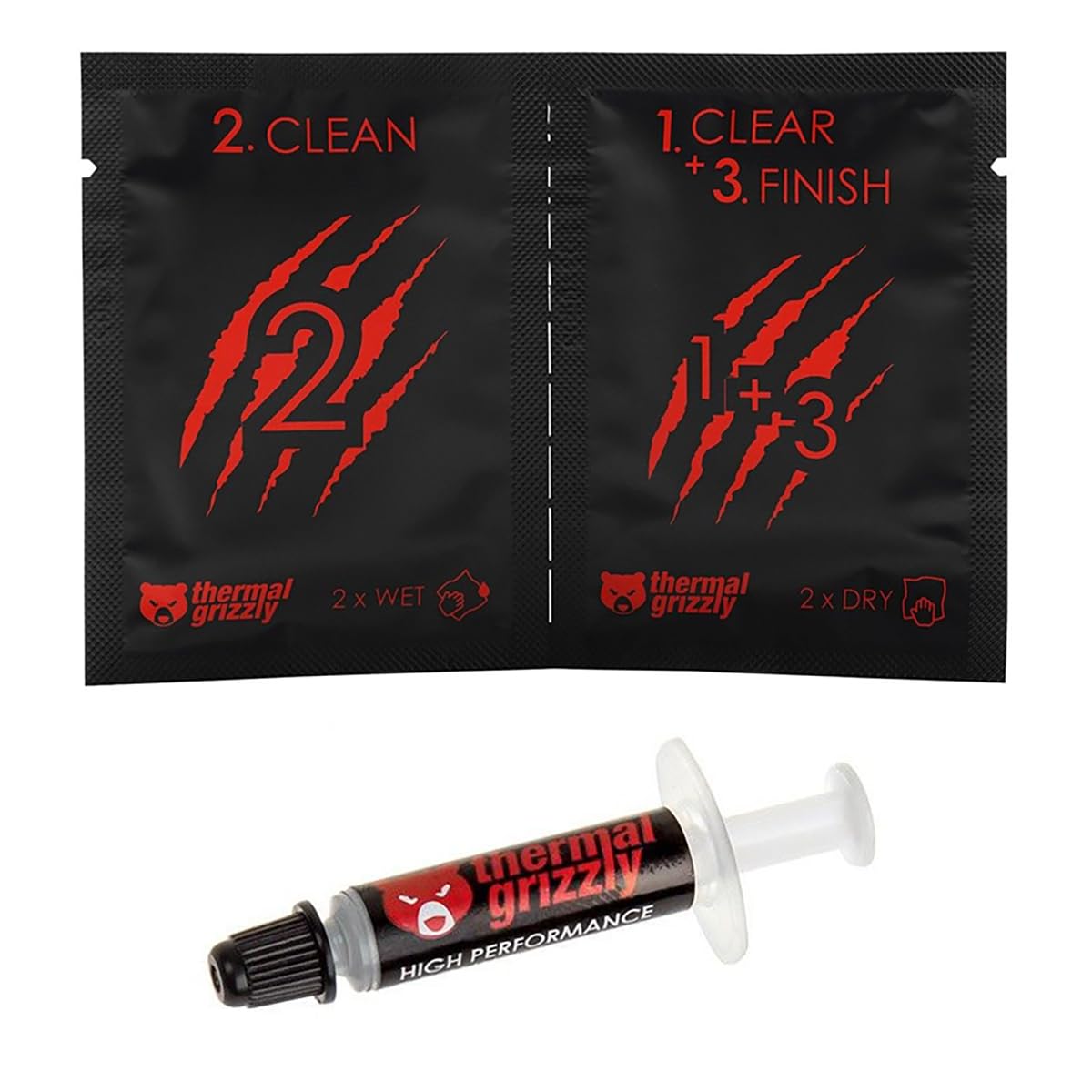 Thermal Grizzly Kryonaut High-Performance Thermal Paste Bundle (1g) with Cleaning Wipes - Best for CPUs and GPUs