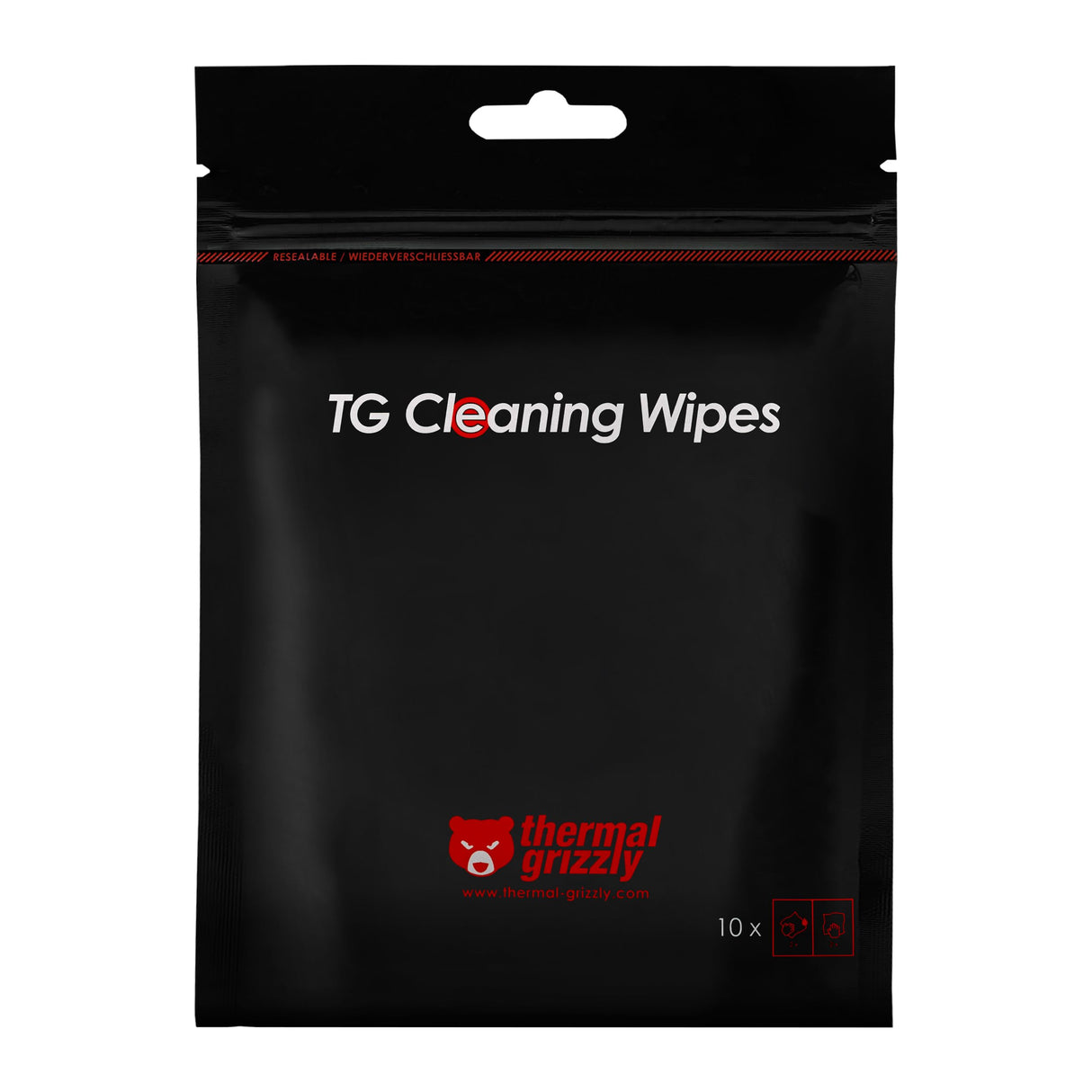 Thermal Grizzly - TG Cleaning Wipes (10 Pcs - 20 Wet & 20 Dry Wipes) - Best Degreaser for Thermal Materials - Prep Surfaces for Thermal Paste - PC Cooling