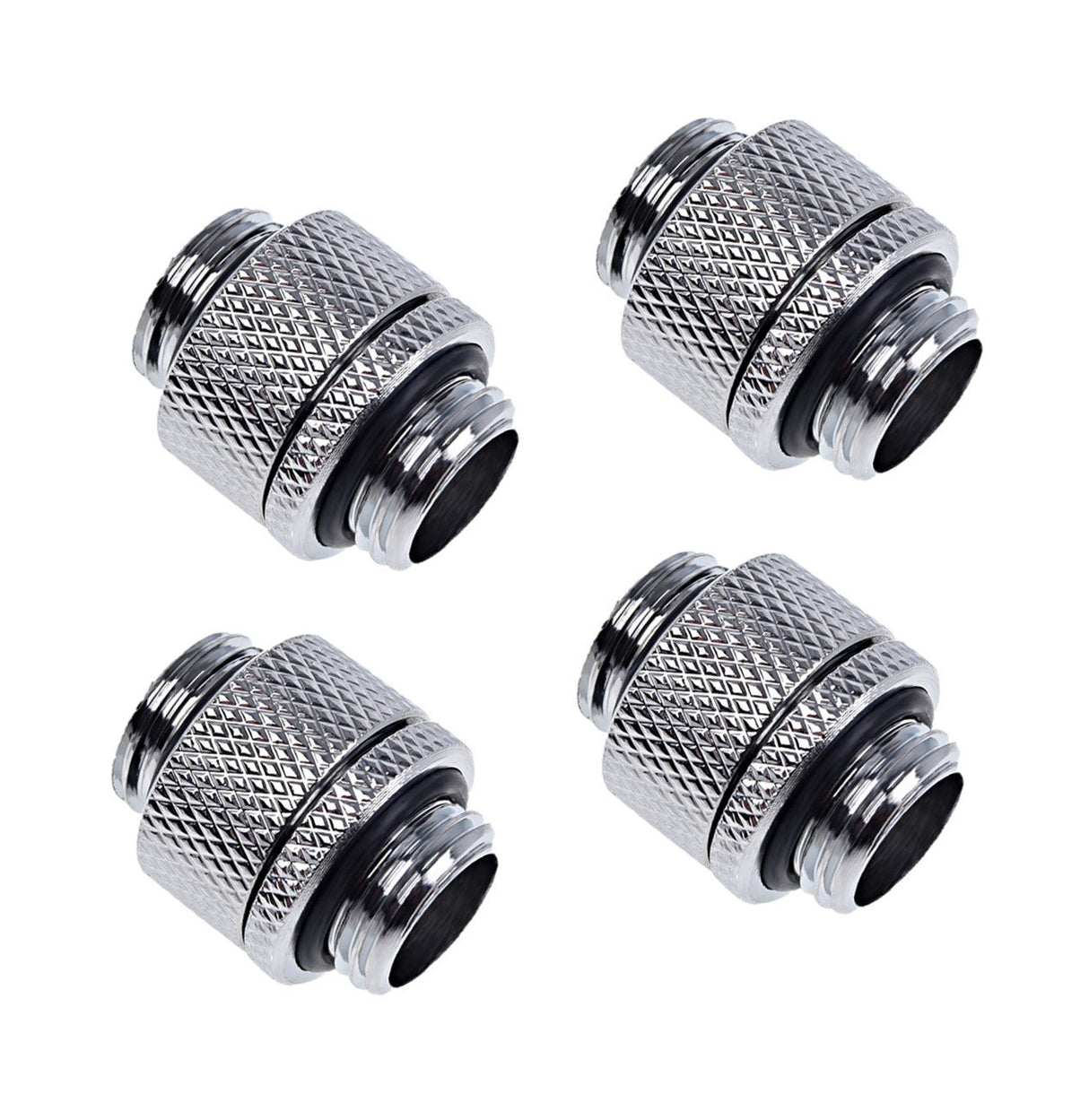 Alphacool Eiszapfen G1/4" Male to Male 10mm Extender Fitting, Rotary, Chrome, 4-Pack