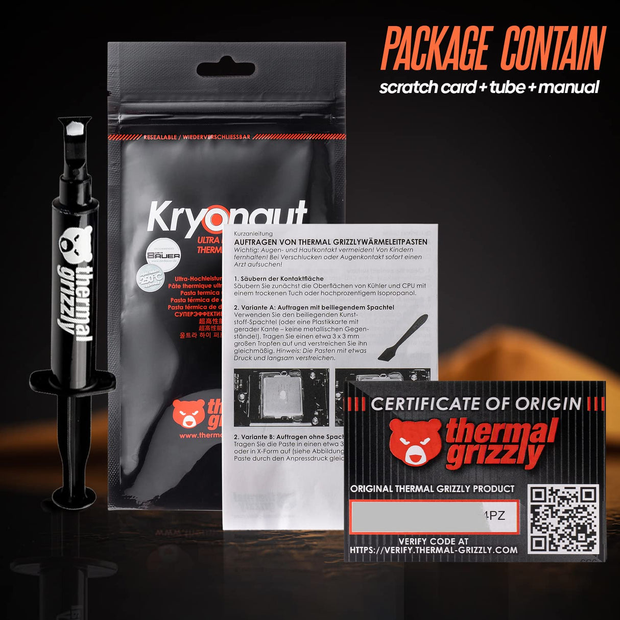 Thermal Grizzly Kryonaut 11.1g Combo - High-Performance Thermal Paste for CPUs, GPUs, Gaming Consoles, and PCs