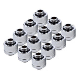 Alphacool Eiszapfen G1/4" to 13mm ID, 19mm OD Compression Fitting for Soft Tubing, Chrome, 12-pack