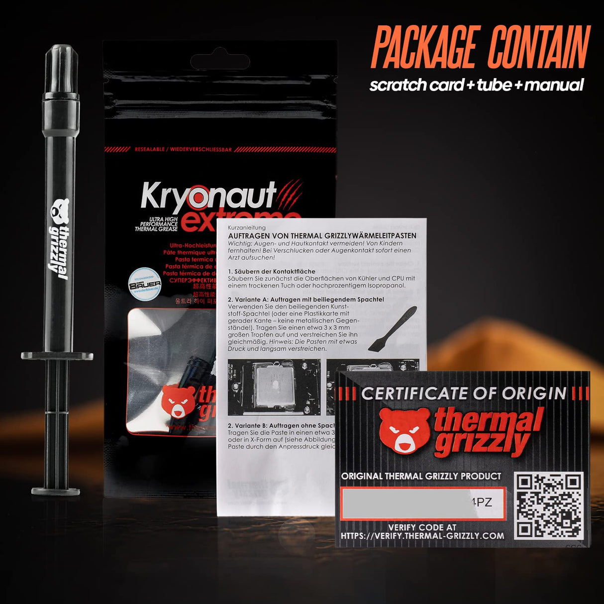 Thermal Grizzly Kryonaut Extreme High-Performance CPU Cooling Paste 2g - Best for Processors, GPUs, Heat Sinks - Gaming Consoles Solution with Cloth, Pads & Spatula