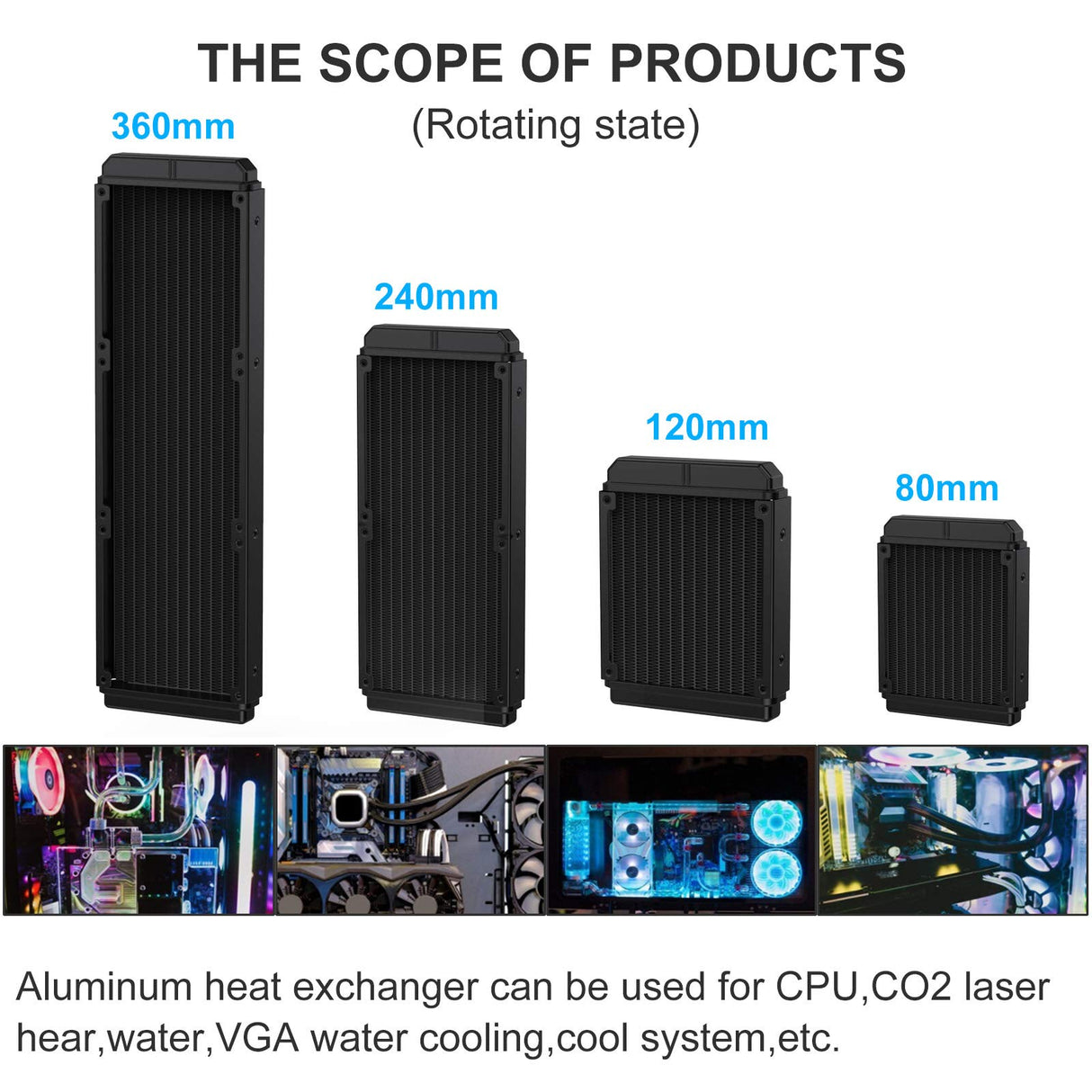 DIYhz Water Cooling Radiator Aluminum 12 Pipe Heat Exchanger 120mm for CPU PC Black