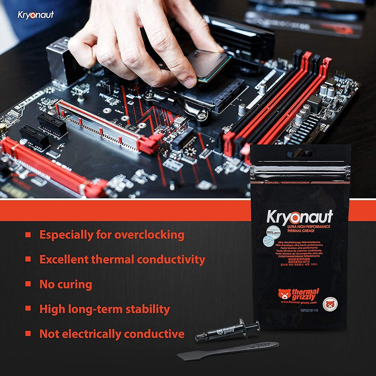 Thermal Grizzly Kryonaut - Best CPU Thermal Paste for Gaming PCs - High-Performance Thermal Compound for CPUs, GPUs, and Heat Sinks - Top Thermal Paste for Processor Cooling 2023 - 3 Pack Combo Review - Premium Paste for Computers and Consoles