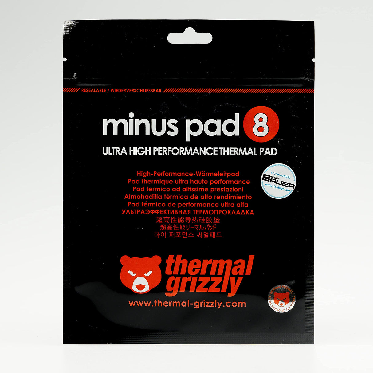 Thermal Grizzly Minus Pad 8 30x30x2mm - High-Performance Self-Adhesive Cooling Conductive Thermal Pad for CPUs, GPUs, PS5/PS4/Xbox - Elastic & Adaptable Silicone Thermopad