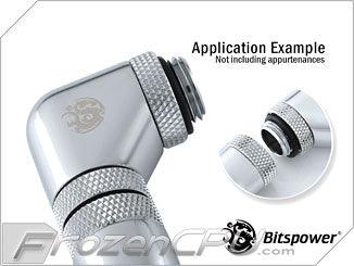 Bitspower G1/4 Thread 90-Degree Male to Male Rotary Fitting Adapter - Silver (BP-90DRG14) - Digital Outpost LLC