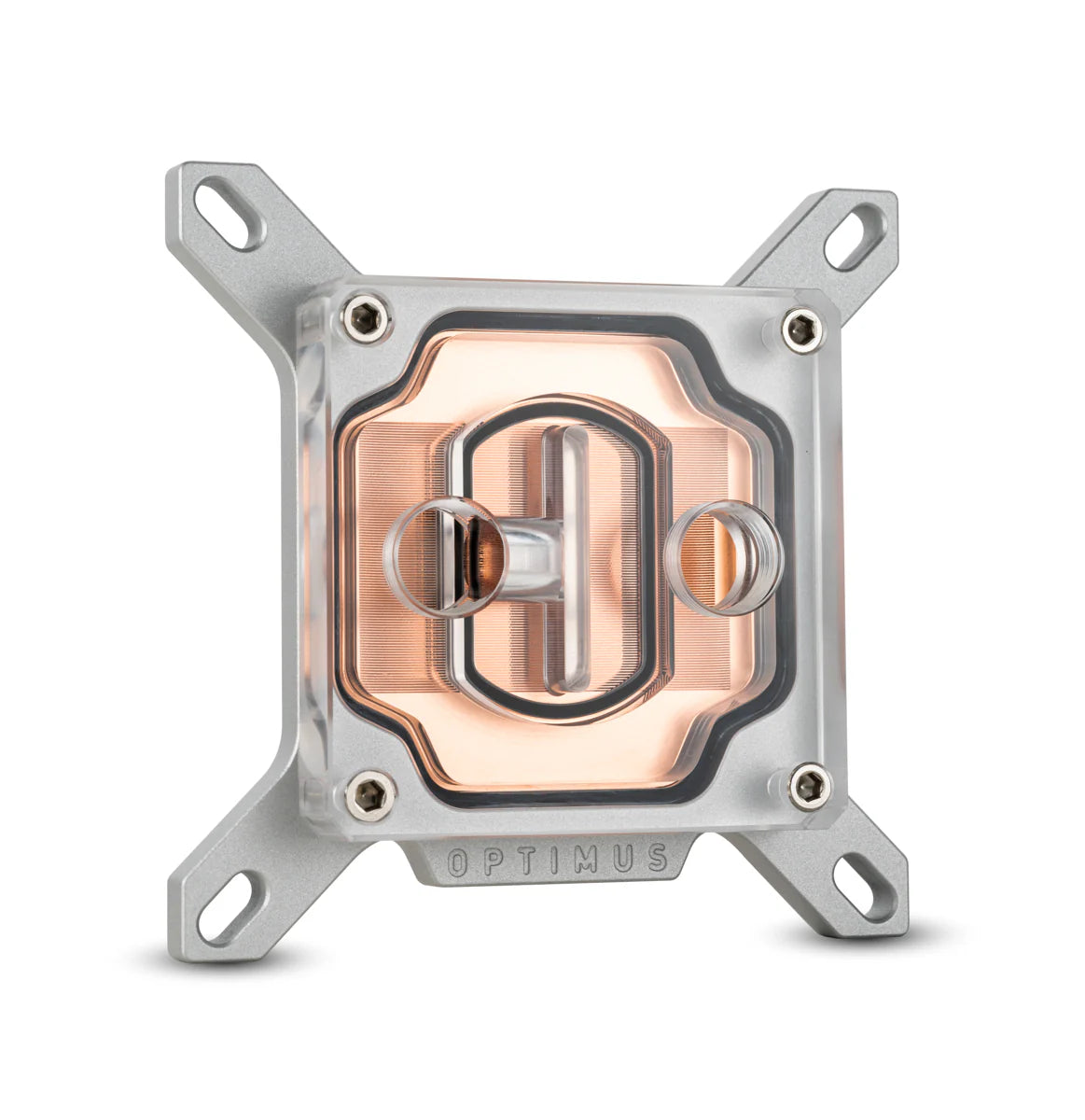 Optimus Foundation CPU BLOCK - INTEL 12/13/14th GEN LGA 1700 Acrylic Top Satin Silver Bracket Copper Cold Plate